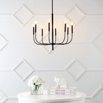 Amoros 27.25" Modern Mid-Century Iron LED Chandelier - JONATHAN Y
